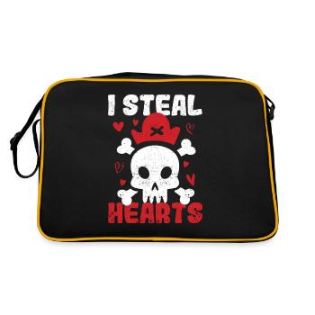 I Steal Hearts Valentine's Day Pirate Skull - Retro Bag - black/gold - Back