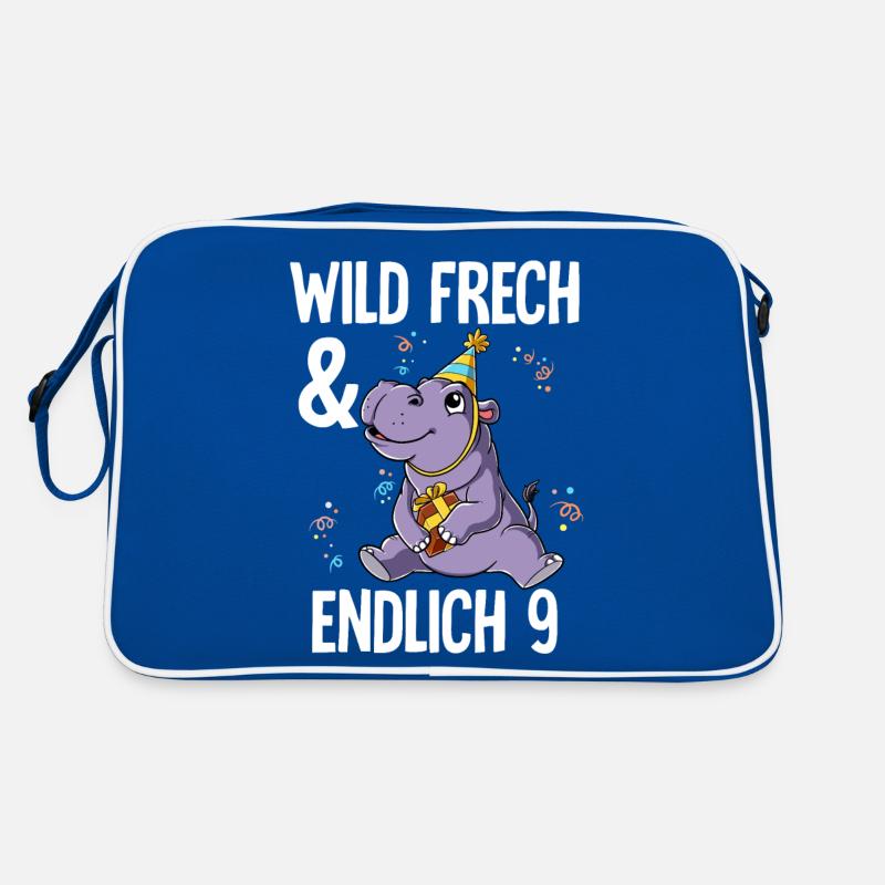 9. Geburtstag Nilpferd Wild Frech Und Endlich 9 Retro Tasche