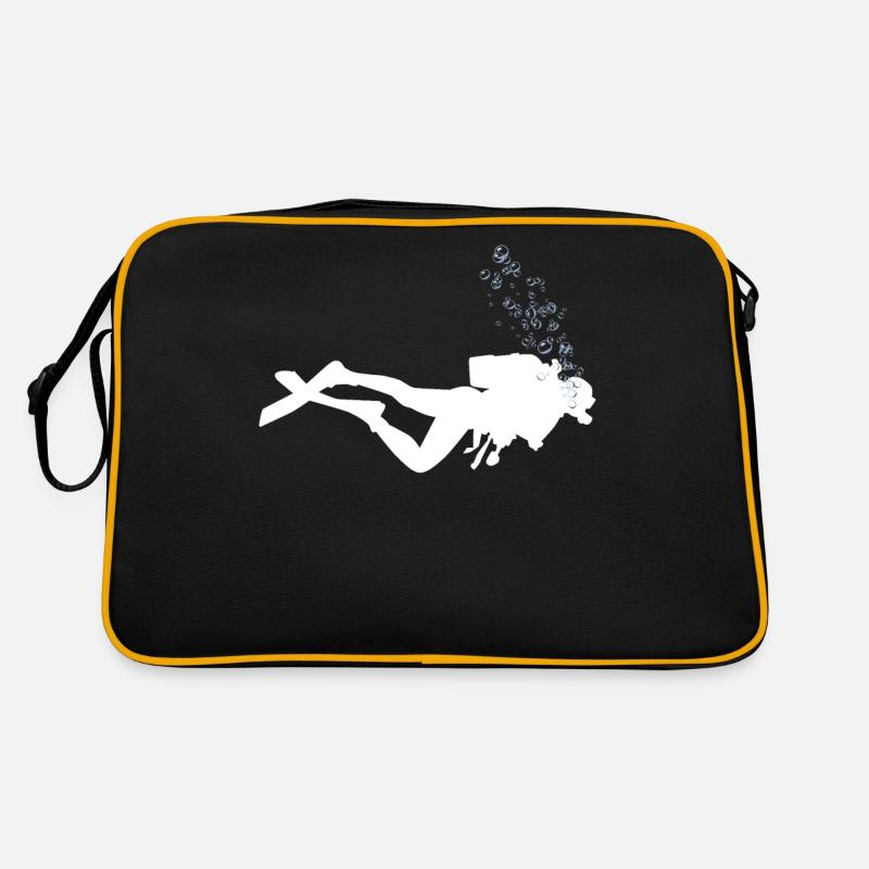 Scuba divers underwater with air bubbles Retro Bag