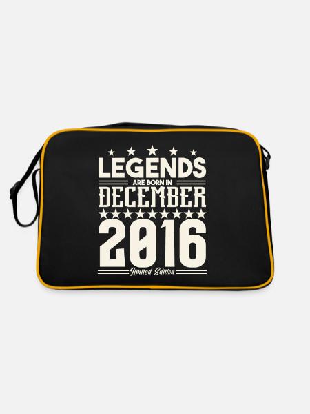 Legenden werden im Dezember 2016 geboren.Geschenkjubiläum - Retro Tasche - Schwarz/Gold - Hinten
