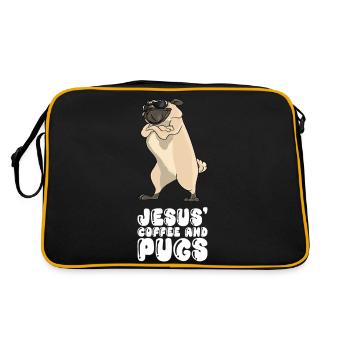 Jesus Coffee And Pugs - Retro Bag - black/gold - Back