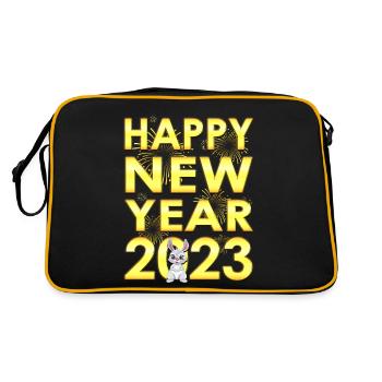 Happy New Year 2023 - Women Men New Year 2023 - Retro Bag - black/gold - Back