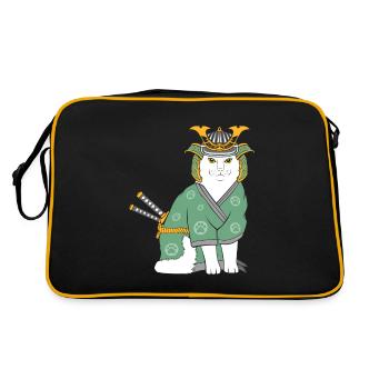 Neko Samurai Drôle - Sac Retro - noir/or - Dos