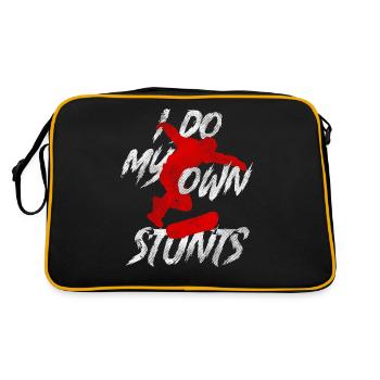 Skater Skateboard Cool Kickflip I Do My Own Stunts - Retro Bag - black/gold - Back