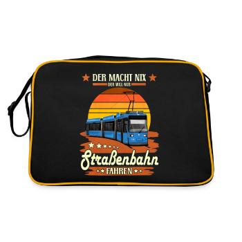Trambahn Spruch R2.2 Straßenbahn München - Retro Tasche - Schwarz/Gold - Hinten