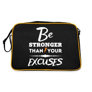 Motivierendes Zitat - Sei stärker als deine Ausreden - Retro Tasche - Schwarz/Gold - Hinten