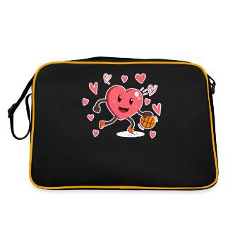 Valentinstag Herz Dunking Basketballspieler - Retro Tasche - Schwarz/Gold - Hinten