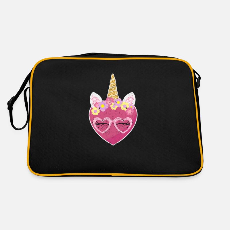 Niedliches Einhorn Herz Valentinstag Einhörner Retro Tasche