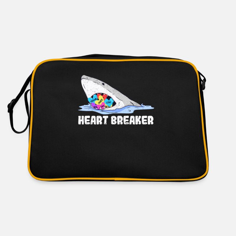 Saint-Valentin Requin Heartbreaker Drôle de cœurs Requins - Sac Retro - noir/or