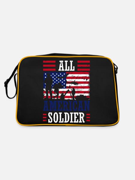 All American Soldier 4. Juli Soldier Independence - Retro Tasche - Schwarz/Gold - Hinten