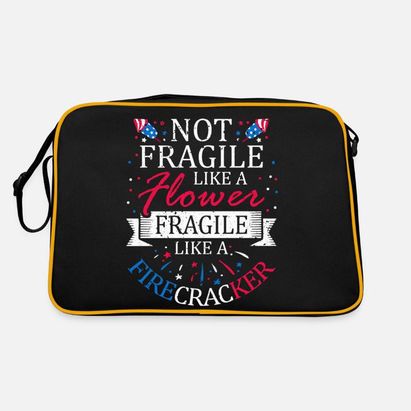 Pas fragile comme une fleur 4 juillet - Sac Retro - noir/or