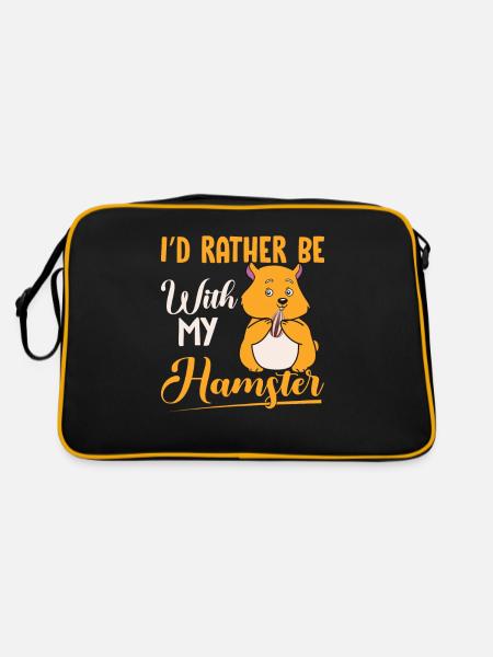 I' d rather be with my hamster - Sac Retro - noir/or - Dos