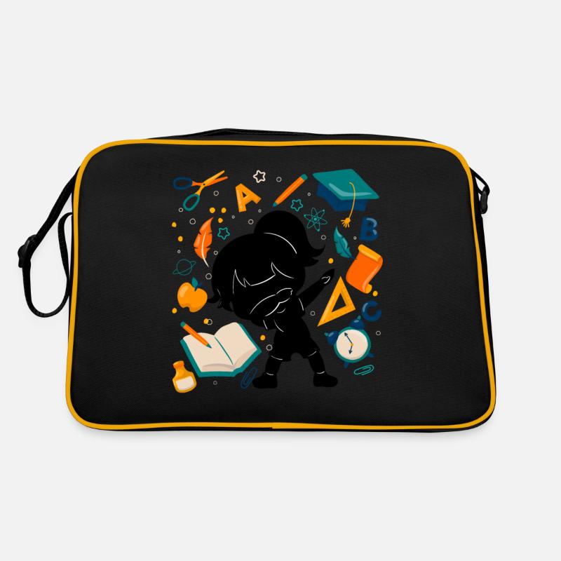 Silhouette Mädchen Erster Tag Der Schule Student Retro Tasche