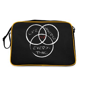 Life Universe Everything 42 Antwort - Retro Tasche - Schwarz/Gold - Hinten