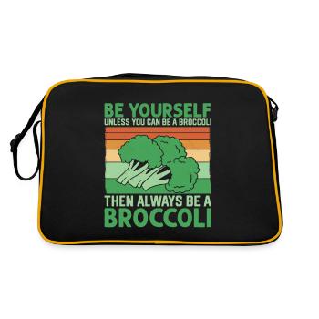 Always Be A Broccoli Vegetable Veggie - Retro Tasche - Schwarz/Gold - Hinten