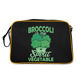 Broccoli Is My Spirit Vegetable Veggie Broccolies - Retro Tasche - Schwarz/Gold - Hinten