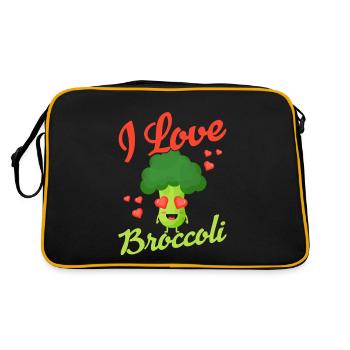 I Love Broccoli Vegetable Broccolies - Retro Tasche - Schwarz/Gold - Hinten