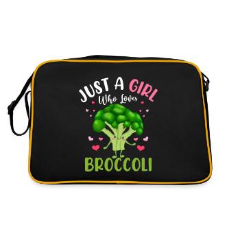 Just A Girl Who Loves Broccoli Broccolies Vegetabl - Retro Tasche - Schwarz/Gold - Hinten