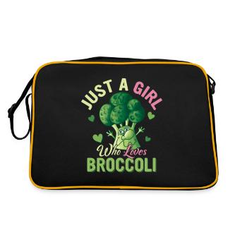 Just A Girl Who Loves Broccoli Vegetable Broccolie - Retro Tasche - Schwarz/Gold - Hinten