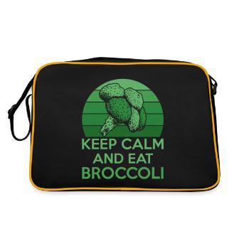 Keep Calm And Eat Broccoli Broccolies Vegetable - Retro Tasche - Schwarz/Gold - Hinten