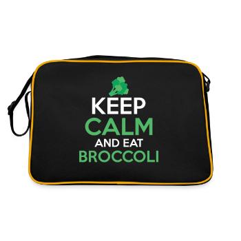 Keep Calm And Eat Broccoli Vegetable Broccolies - Retro Tasche - Schwarz/Gold - Hinten