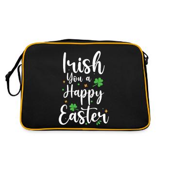 Irlandais Vous Joyeuses Vacances de Pâques Trèfle Vert - Sac Retro - noir/or - Dos