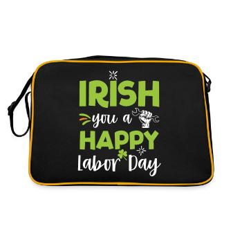 Irlandais Vous Joyeux Fête du Travail Trèfle Vert - Sac Retro - noir/or - Dos