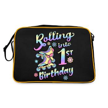 Rolling Into 1st Birthday Roller Skater Inline - Sac Retro - noir/or - Dos
