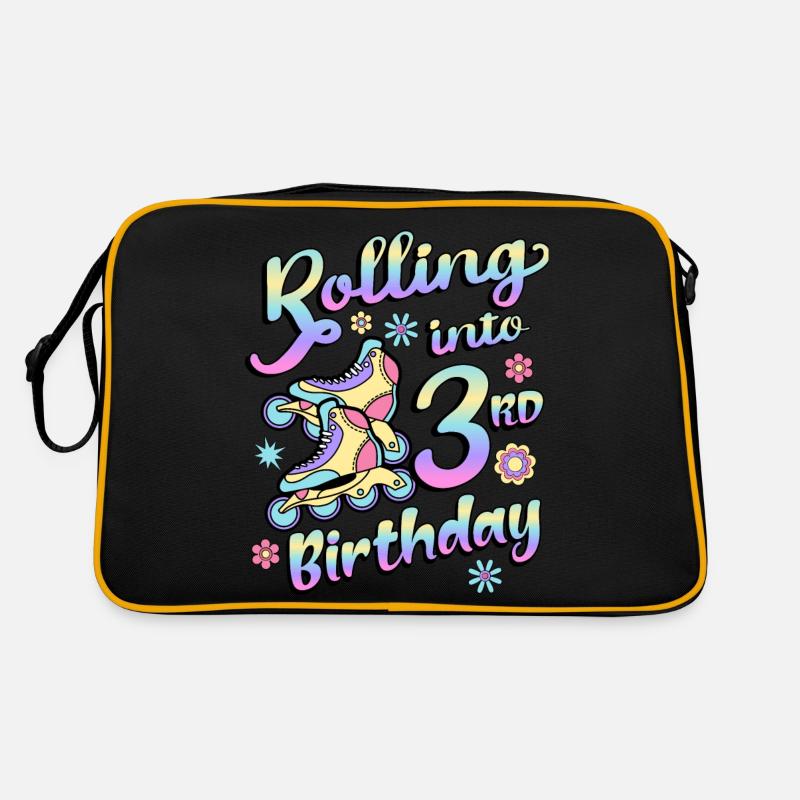 Rolling Into 3rd Birthday Roller Skater Inline Sac Retro