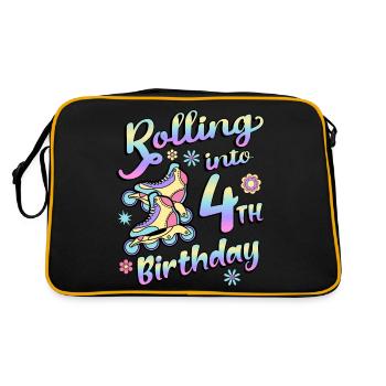 Rolling Into 4th Birthday Roller Skater Inline - Sac Retro - noir/or - Dos