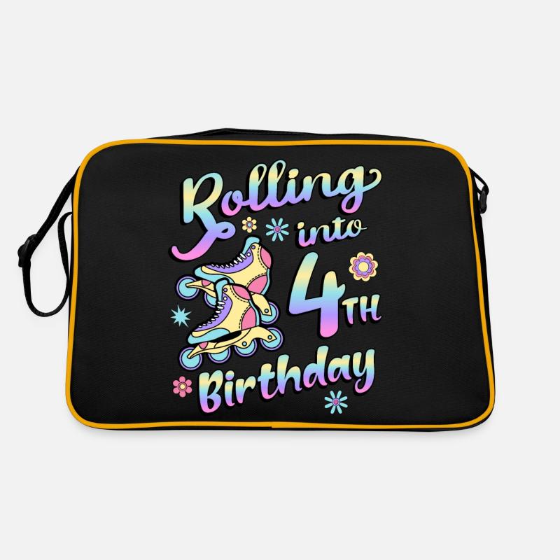 Rolling Into 4th Birthday Roller Skater Inline Sac Retro