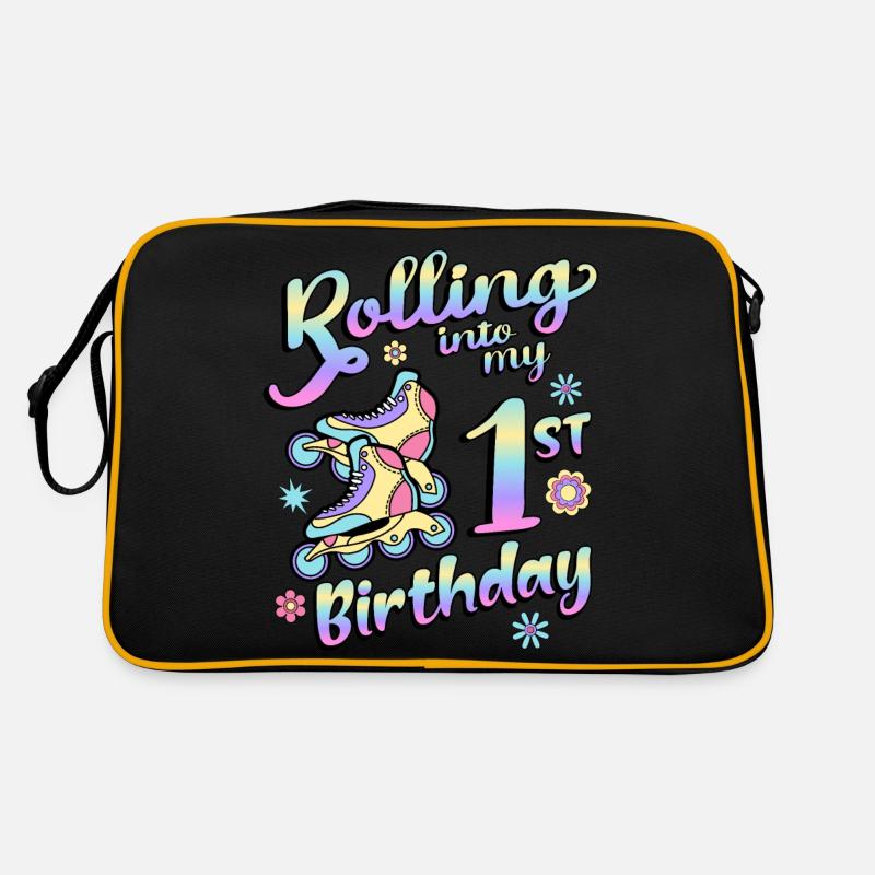 Rolling Into My 1st Birthday Roller Skater Inline Retro Tasche