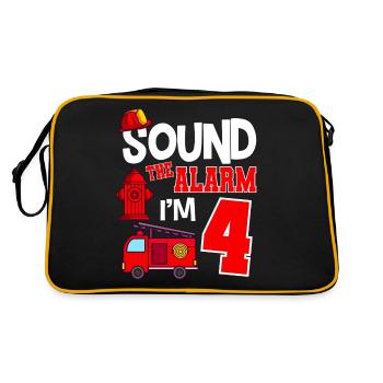 Sound The Alarm 4 years 4th birthday fire brigade - Retro Bag - black/gold - Back