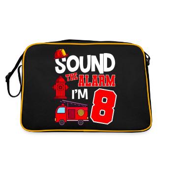 Sound The Alarm 8 years 8th birthday fire brigade - Retro Bag - black/gold - Back