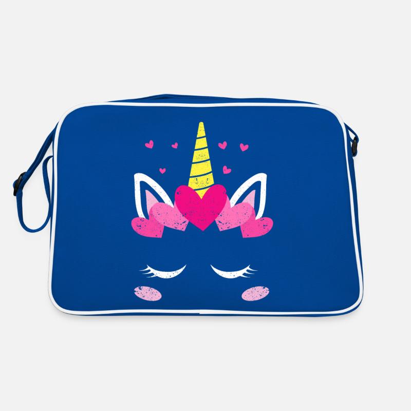 Valentinstag Einhorn Gesicht Herzen niedlich Retro Tasche