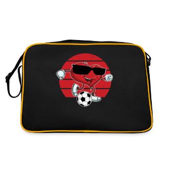 Valentine's Day Heart Kicking A Soccer Ball Cool Funny - Retro Bag - black/gold - Back