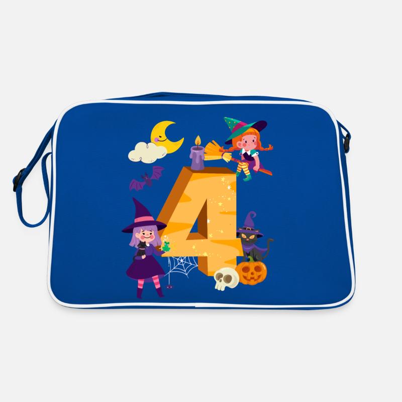 4th birthday witch broom 4 years old child Retro Bag