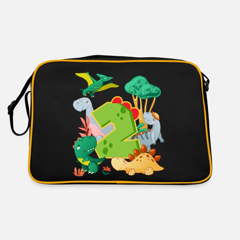 Herde Von Niedlichen Dinosauriern 2. Geburtstag 2 Retro Tasche