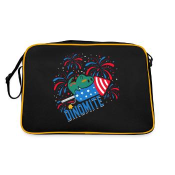 Dinomite Feuerwerkskörper 4. Juli Dinosaurier - Retro Tasche - Schwarz/Gold - Hinten