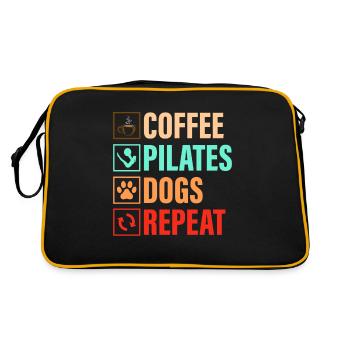 Coffee Pilates Dogs Repeat Exercise Fitness - Retro Bag - black/gold - Back