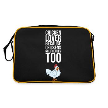 Chicken Lover Because Chickens Need Heroes Too - Retro Bag - black/gold - Back