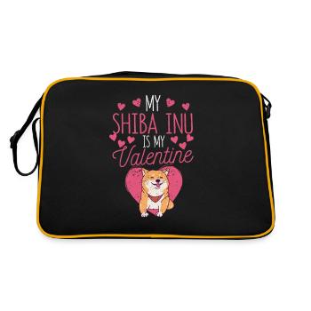 Mein Shiba Inu ist mein Valentine Welpe Valentin - Retro Tasche - Schwarz/Gold - Hinten