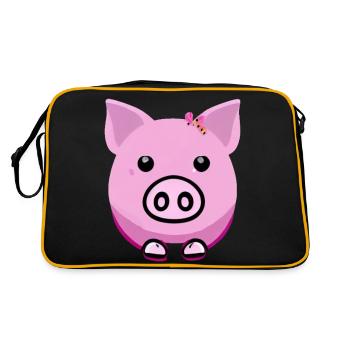 Cochon doux Cochon Cochon Porc Kawaii Animal 3 - Sac Retro - noir/or - Dos