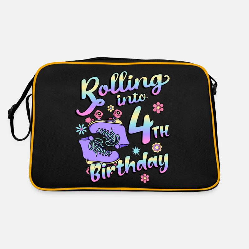 Rolling Into 4th Birthday Quad Skater Retro Bag
