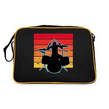Schlagzeuger und Schlagzeug - Retro Tasche - Schwarz/Gold - Hinten