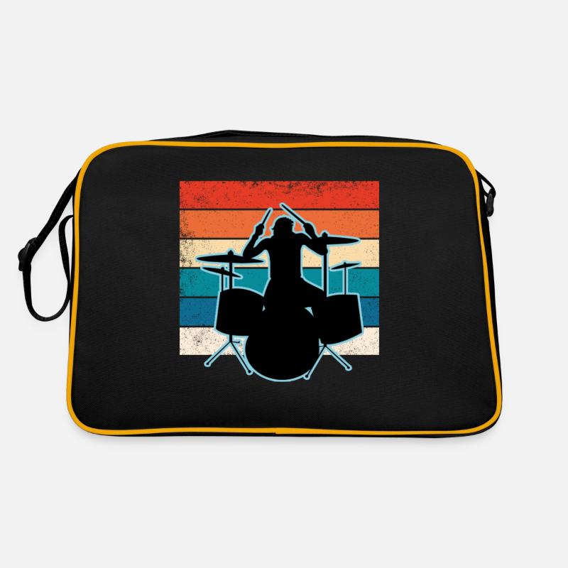 Schlagzeuger und Schlagzeug - Retro Tasche - Schwarz/Gold