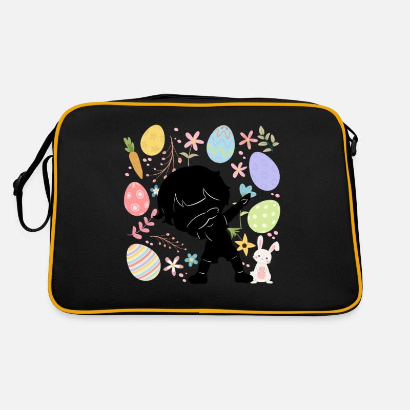 Silhouette Junge Bunte Eier Ostern Kostüm Urlaub Retro Tasche
