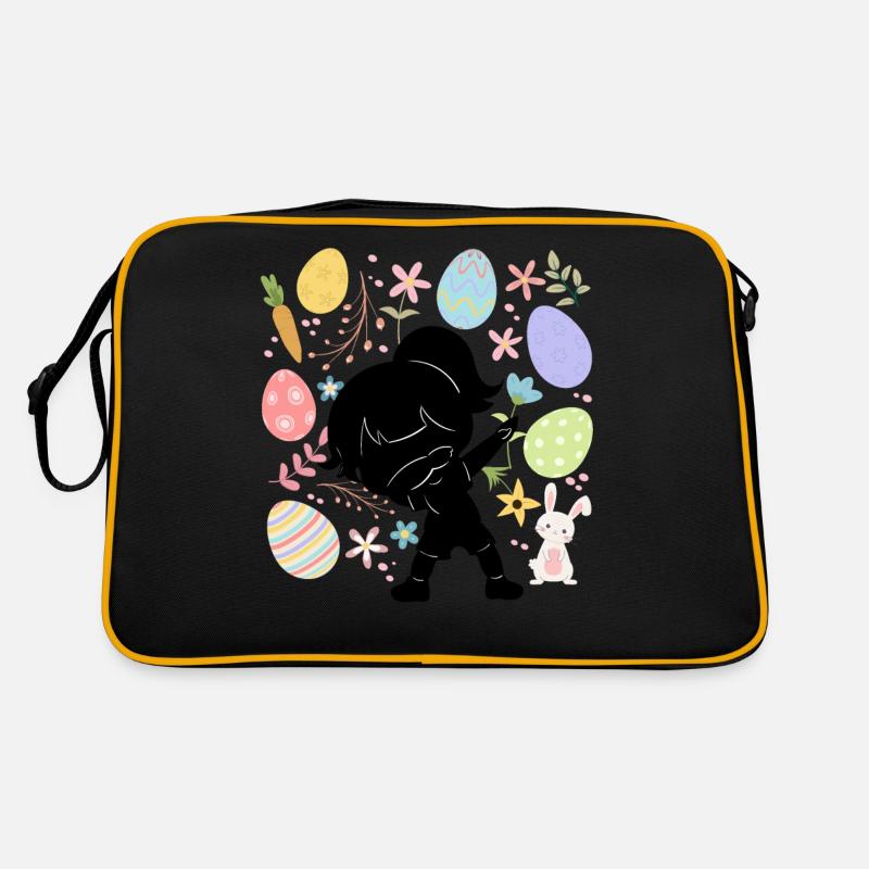 Silhouette Mädchen Bunte Eier Ostern Kostüm Retro Tasche