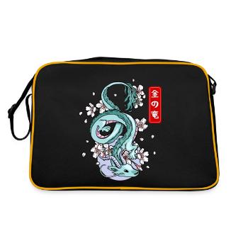 Japanischer Erddrache Elementarer Mythos - Retro Tasche - Schwarz/Gold - Hinten