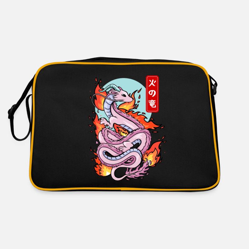 Japanese Fire Dragon Elemental Myth Retro Bag